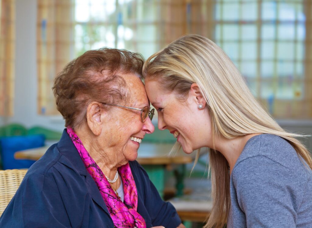 Woman-smiling-with-granddaughter